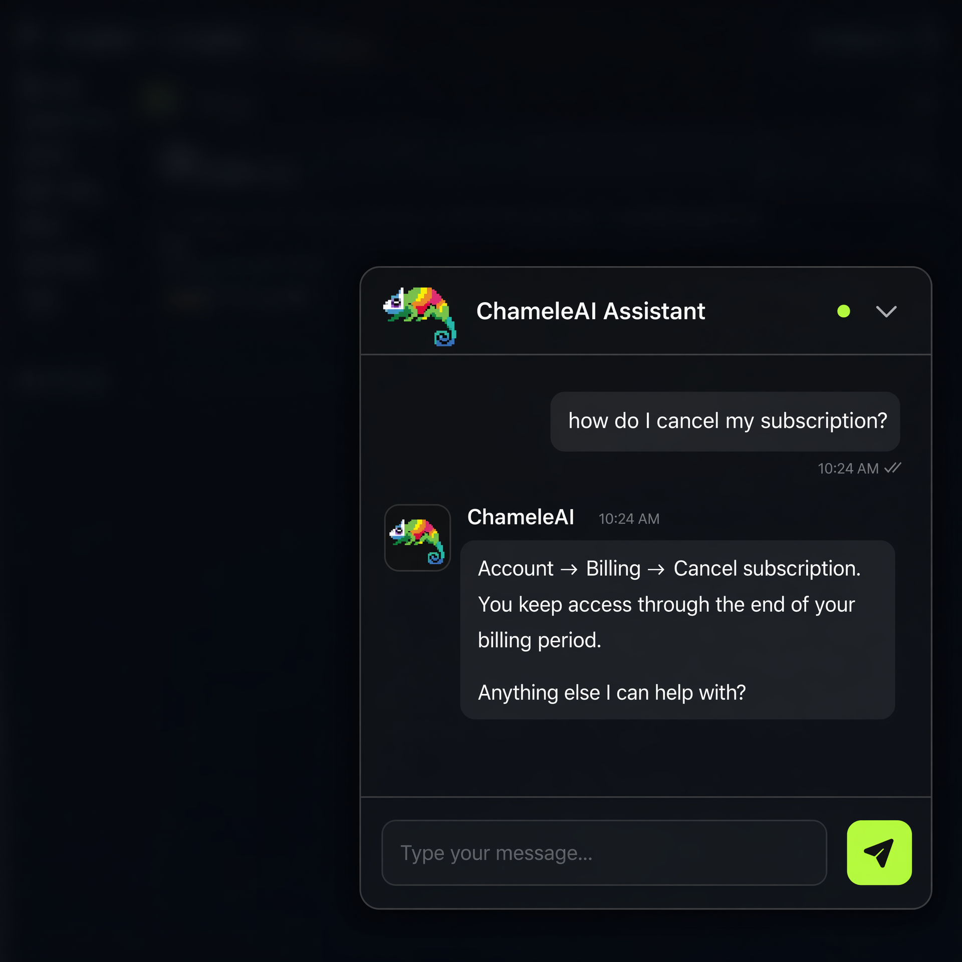 ChameleAI as a web chat widget